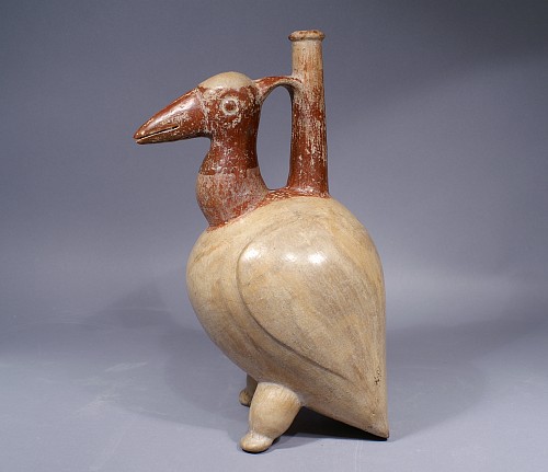 Ceramic: Chorrera Avian Effigy Spouted Vessel of a pelican $14,000