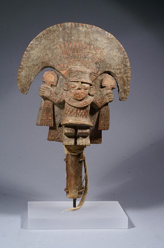 Exhibition: Pre-Colombian Wood, Work: Chimu Wood Mirror Back depicting a lord Price Upon Request