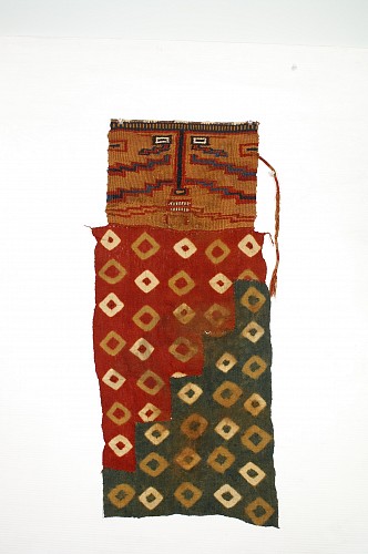 Textile: Sihuas Mummy Mask with tie-dye panel (twin green) $25,000