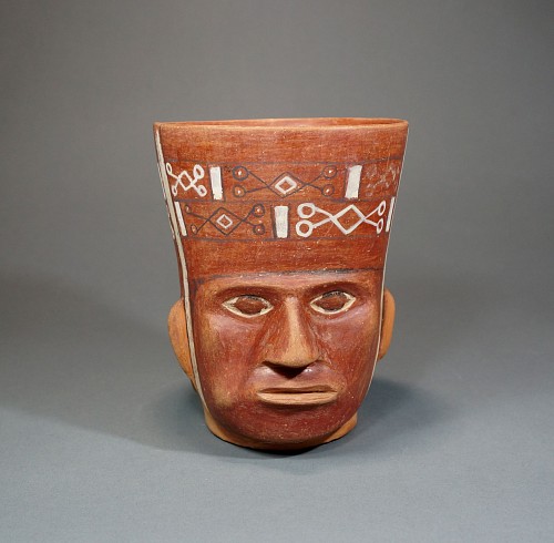 Ceramic: Tiawanaku Portrait Vessel Wearing a Woven Headpiece