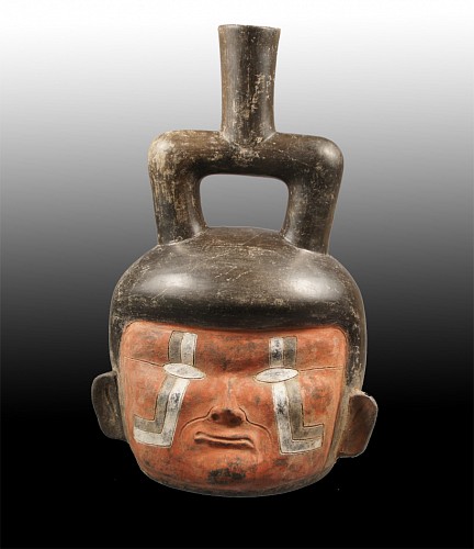 Chavin Stirrup Spout Portrait Vessel with Red Face and White Tears Price Upon Request