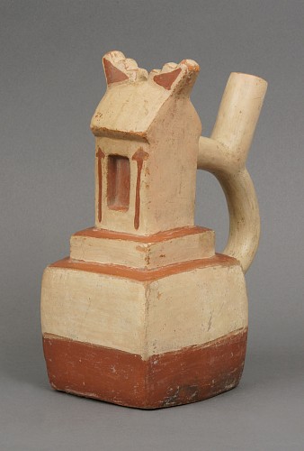 Ceramic: Moche III Ceramic Vessel in the Form of a Gabled House $7,000