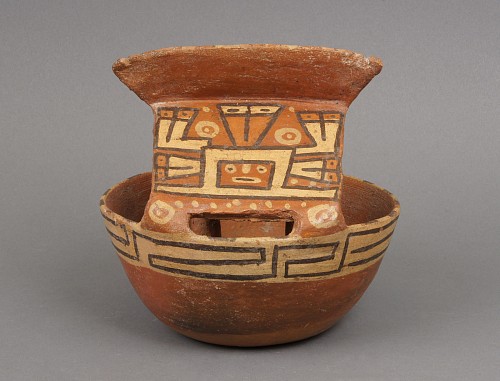 Exhibition: Andean House Models, Work: Wari House Vessel with Overhanging Roof on Two Pillars $5,400