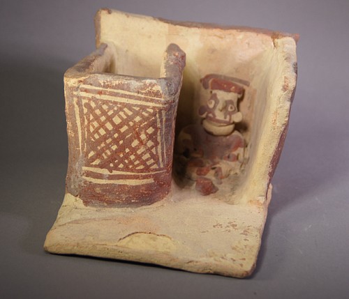 Ceramic: Chancay House with Seated Man in Two Toom Interior Price Upon Request