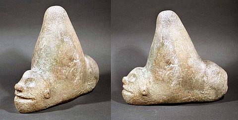 TaÃ­no Sandstone Three-pointer carved as YocahÃº, Lord of Cazabe $22,000