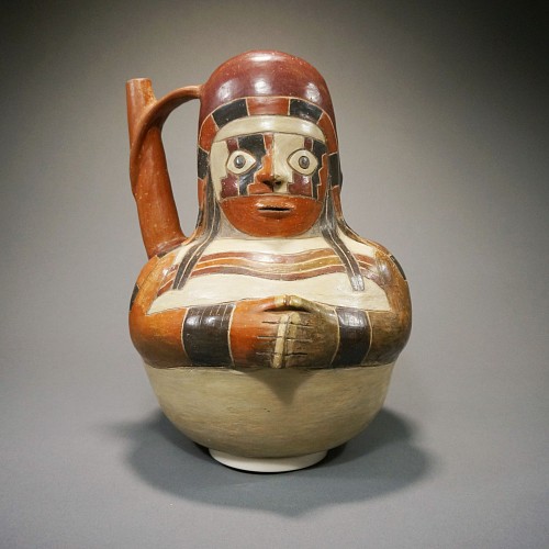 Ceramic: Proto Nasca Janus Head Effigy of a Smoker $28,000