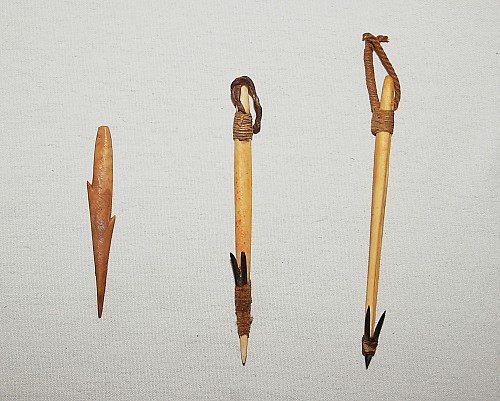 Exhibition: Fishing Methods and Implements of Ancient Chile, Work: Harpoon Forepoints of Bone, with Thorn Barbs Price Upon Request