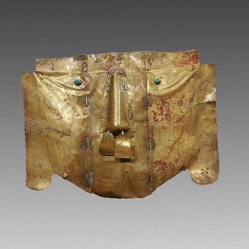 Exhibition: Online Exhibition of Over 40 Pre-Colombian Gold Works, Work: Sican Gold Mask of the Third Type &bull;SOLD