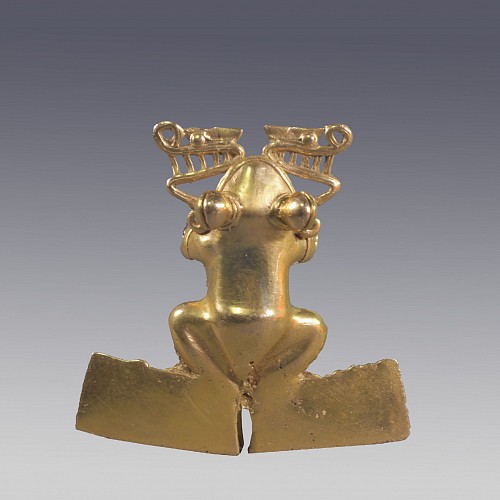 Exhibition: Online Exhibition of Over 40 Pre-Colombian Gold Works, Work: Diquis Gold Frog With Large Hind Flippers and Bulbous Eyes &bull;SOLD
