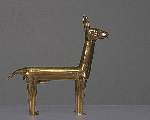 Exhibition: Online Exhibition of Over 40 Pre-Colombian Gold Works, Work: Inca Gold Hollow Llama &bull;SOLD