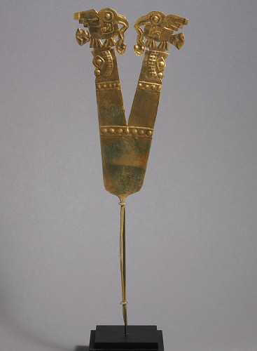 Exhibition: Online Exhibition of Over 40 Pre-Colombian Gold Works, Work: Wari Double-headed Gold Plume with Embossed and Cutout Decoration Price Upon Request