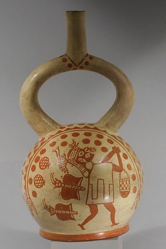 Ceramic: Moche III Fineline Vessel Depicting a Coca Ceremony Price Upon Request