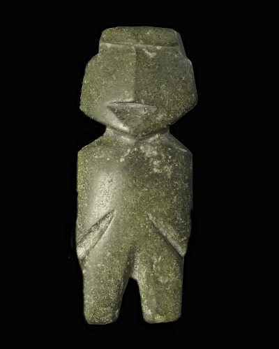Classic Greenish Grey Stone Mezcala Figure of the M8 Type $6,000
