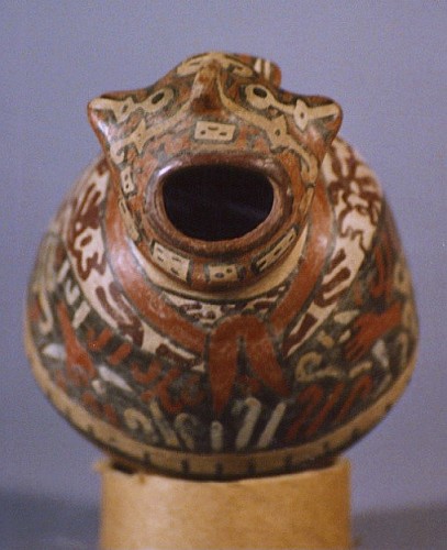 Late Nazca Ceramic Vessel in the form of a Howling Man $3,750