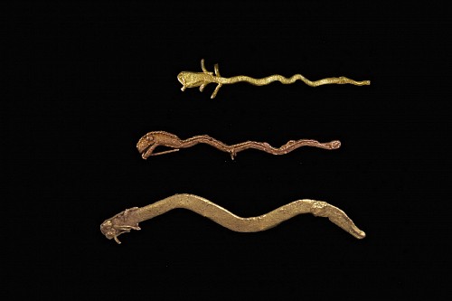 Exhibition: Online Exhibition of Over 40 Pre-Colombian Gold Works, Work: 3 Muisca Cast Gold Snakes $1,700