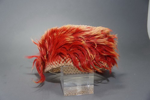 Textile: Nasca Headband with Orange Tie-dye Llama Hair Price Upon Request
