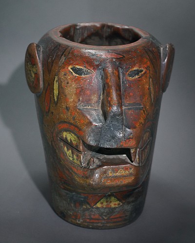 Peru - Colonial Kero in the Form of a Feline Head Price Upon Request