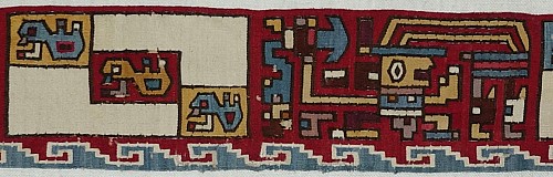 Huarmay Tapestry Border to a Poncho with Three Warriors $8,500