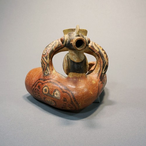 Exhibition: AFFORDABLE ARTIFACTS: $3,500 and UNDER, Work: Recuay Bridge Spout Effigy Vessel $3,500