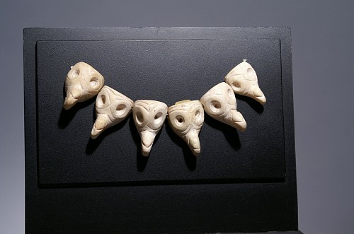 Six Huastec Carved Shells in the Form of Condor Heads $1,800
