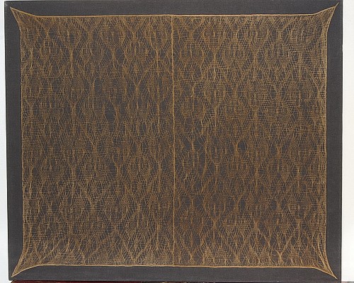 Textile: Chancay Tan Gauze Witch's Vail with a Complex Pattern of Cat Faces $3,350