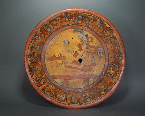 Exhibition: Mayan Art Exhibit: *Everything 10-15% Off*, Work: Mayan Tripod Dish with Seated Figure $3,750