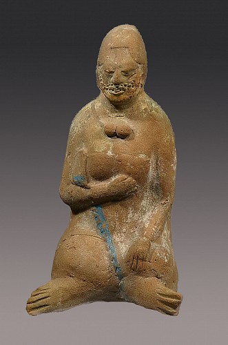 Ceramic: Jaina Ceramic Efiigy Whistle of a Seated Woman &bull;SOLD