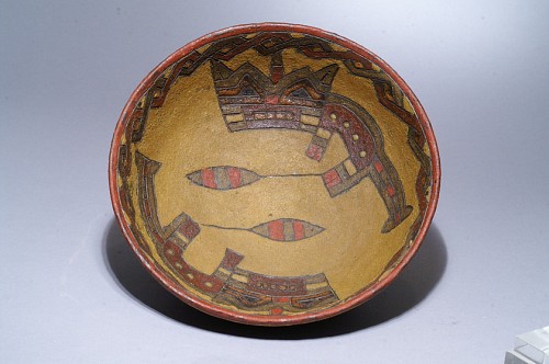 Paracas Ceramic Dish with Two Cats $8,500