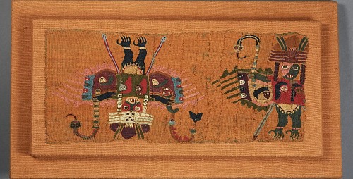 Paracas Embroidered Textile Section with Animal Impersonator Shamans $18,000