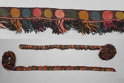 Exhibition: Paracas Exhibit, Work: Paracas Pair of Embroidered Fringes with Alternating Colored Circles $4,900
