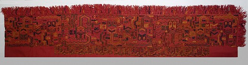 Paracas Necropolis Embroidered Corner Border with Eight Large Feline Figures and 100 Secondary Figures $39,500
