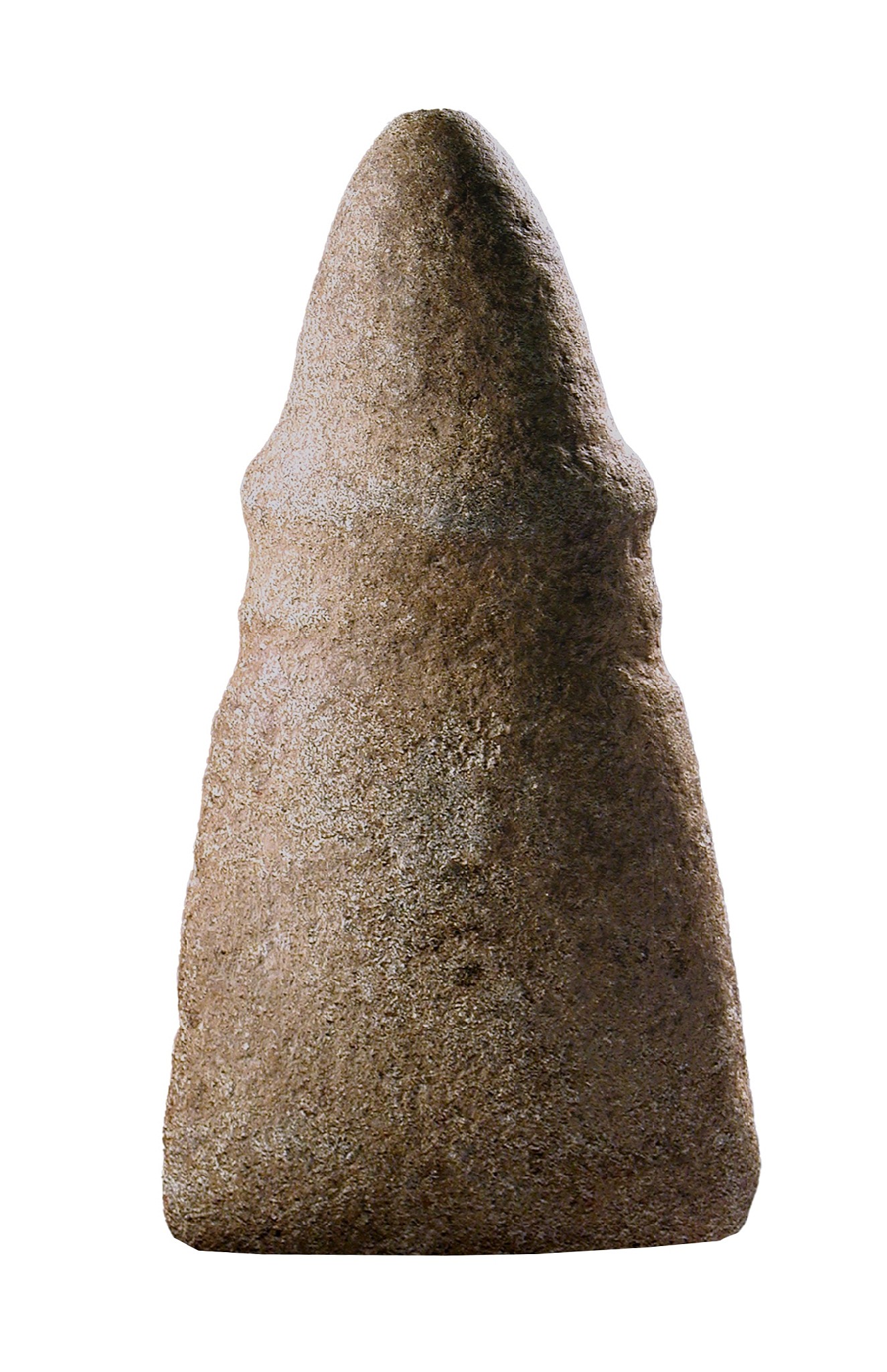 Dominican Republic, Taíno Triangular Double Ring Haft Axe Head
This seems to be one of the more common shapes for Taíno axes. The lack of any real wear on its surface indicates ceremonial use.
Period: Dominican Republic, Courian Subseries, c. 2000 BC - AD 250
Media: Stone
Dimensions: Height: 7 3/4"
98132