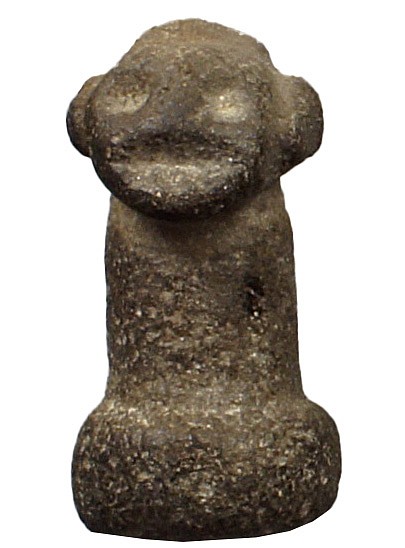 Dominican Republic, Taíno Small Pestle with Crouching Deity Turned into a Double Face
This classic Taíno  estle can be read as either a face or a crouching figure both from the front and the back.
Period: Dominican Republic, Taíno , c. AD 1000 - 1500
Media: Stone
Dimensions: Height 3 1/2"
98146