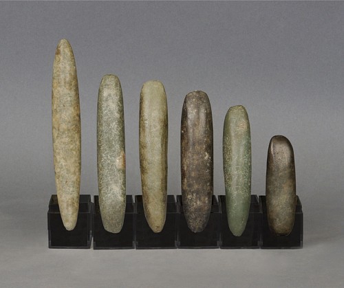 Six Pre-TaÃ­no  Gray-Green Stone Chisels
