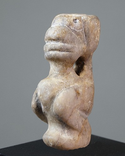 Work: Taíno  Gray-brown Stone Amulet of Crouching Dog Deity