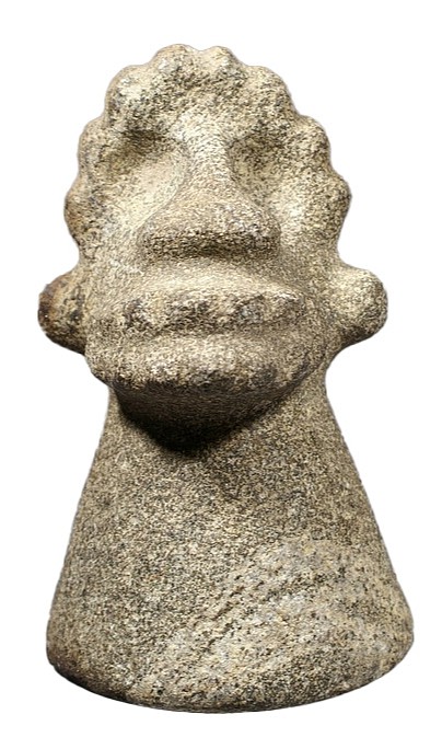 Dominican Republic, Taíno  Gray Speckled Stone Pestle Depicting a Zoomorphic Being
This is a  large and well-carved, good example of a pestle that is half-human, half-animal.
Period: Greater Antilles, Sub-Courian Period, c. 2000 - 100 BC
Media: Stone
Dimensions: Height: 5" x Diameter at base: 3 1/2"
M4001B
