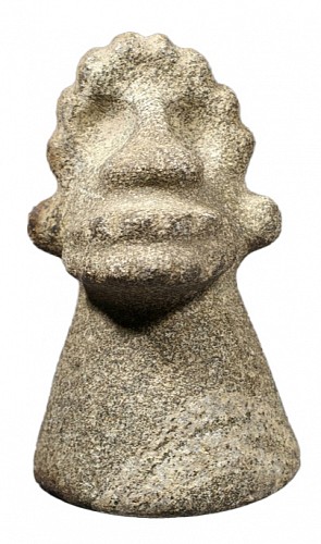 Work: Taíno  Gray Speckled Stone Pestle Depicting a Zoomorphic Being
