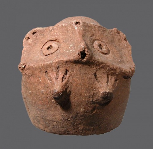TaÃ­no Ceramic Top to a Jar Depicting a Bat's Head