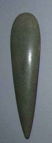 Large Slender Grey-Green Stone Petaloid Celt
