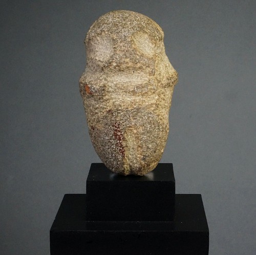 Work: Taíno  Carved Stone Depicting a Large Eyed Abstract Figure
