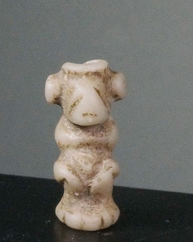 TaÃ­no  Carved Light Gray Stone Miniature Crouching Figure