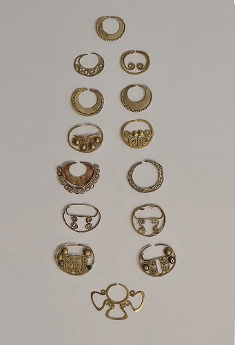 Salinar Group of Fourteen Gold Filigree Ear Ornaments $8,000