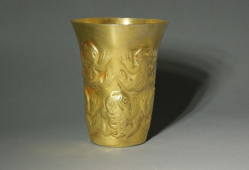 Peru - Sican Gold Flared Beaker with Embossed Toads $32,000
