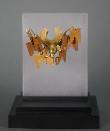 Peru - Moche Gold Nose Ornament with Hummingbird in a Tree $12,000