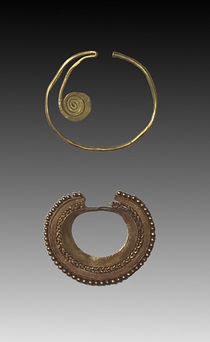Two Miniature Nose Ornaments Demonstrating Early Goldwork Techniques $1,850