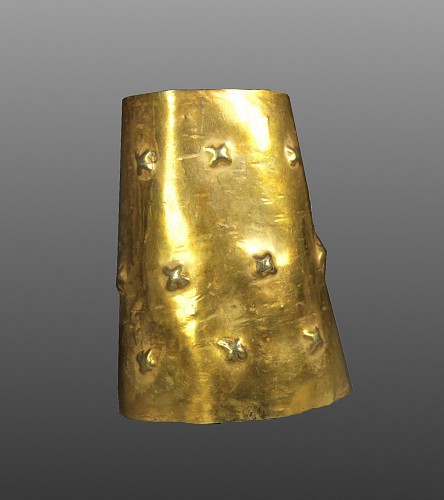 Peru - Chimu Gold Cuff with Three Bands of 4 Repousse Stars Each $9,500
