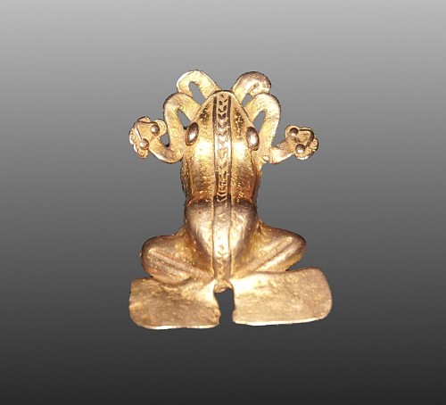Classic Veraguas Cast Gold Frog with Serpents from its Mouth $8,500