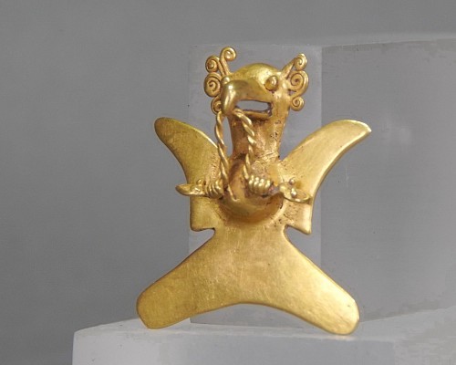 Metal: Veraguas Cast Gold Eagle Pendant with Serpent $12,750