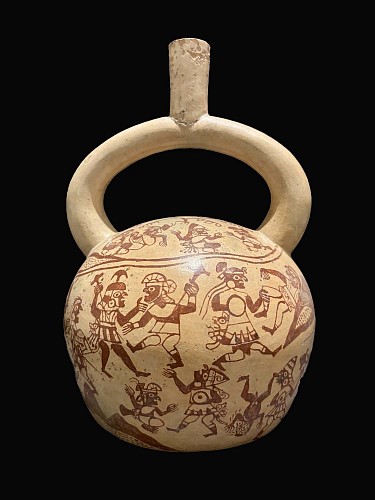 Moche Fineline Painted Vessel with Warriors and Prisoner &bull;SOLD